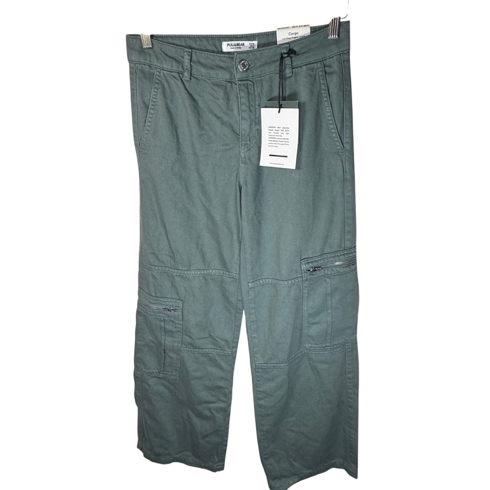 Pull&Bear Olive Green‎ Cargo Pants Women's Low Rise Regular Length NEW